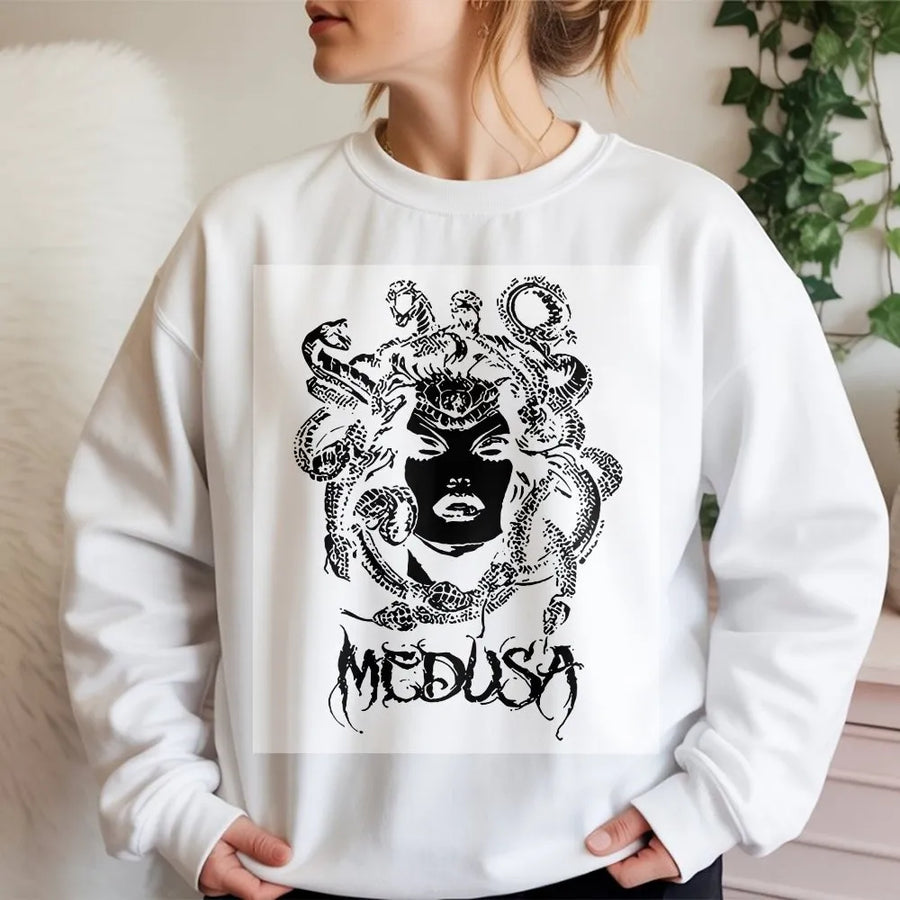 Medusa Sweatshirt | Greek Mythology Gorgon Snake Head Graphic | Premium Cotton | Gift for Mythology Fan