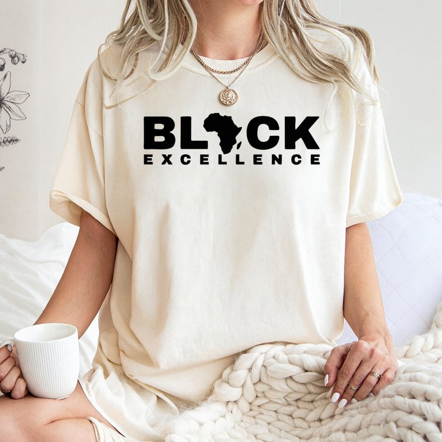 Black Excellence T-Shirt | African Map Typography Graphic Tee | 100% Cotton Premium Quality | Empowering Gift for Men and Women
