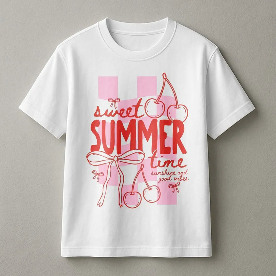 Coquette Cherry T-Shirt | Sweet Summer Time Graphic Print | Premium Soft Blend | Aesthetic Vacation Gift for Her