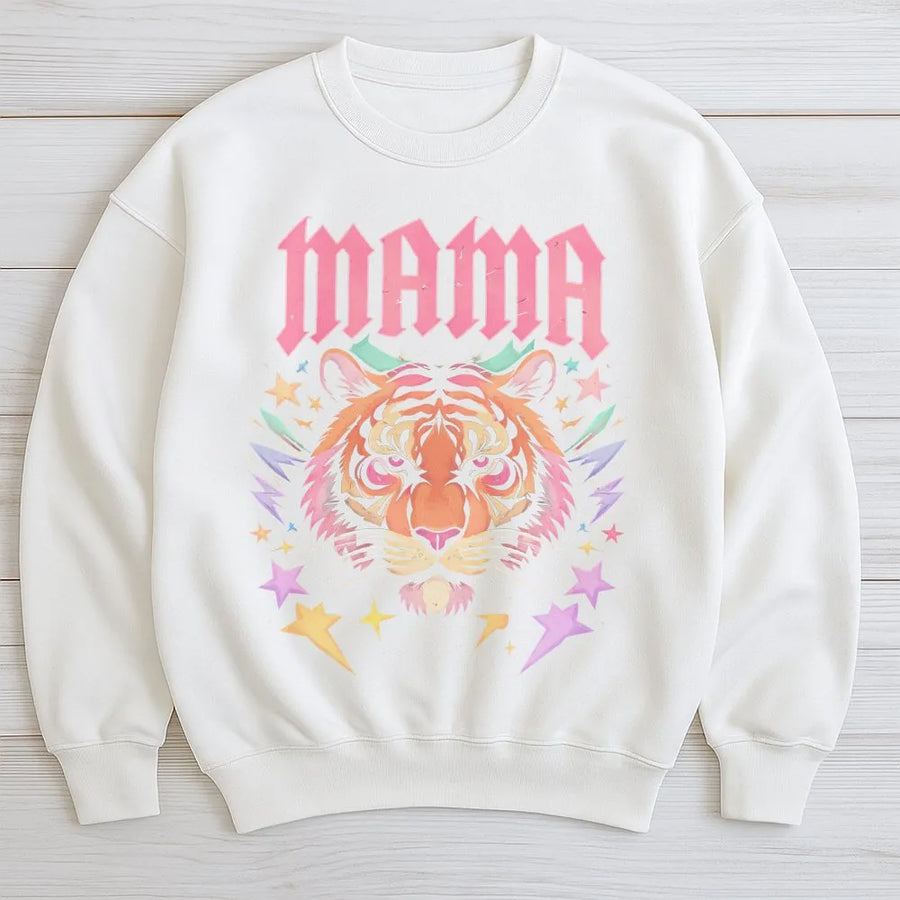 Mama Tiger Sweatshirt | Fierce Animal Mom Design | Soft Cotton Blend | Trendy Graphic Gift For Mom
