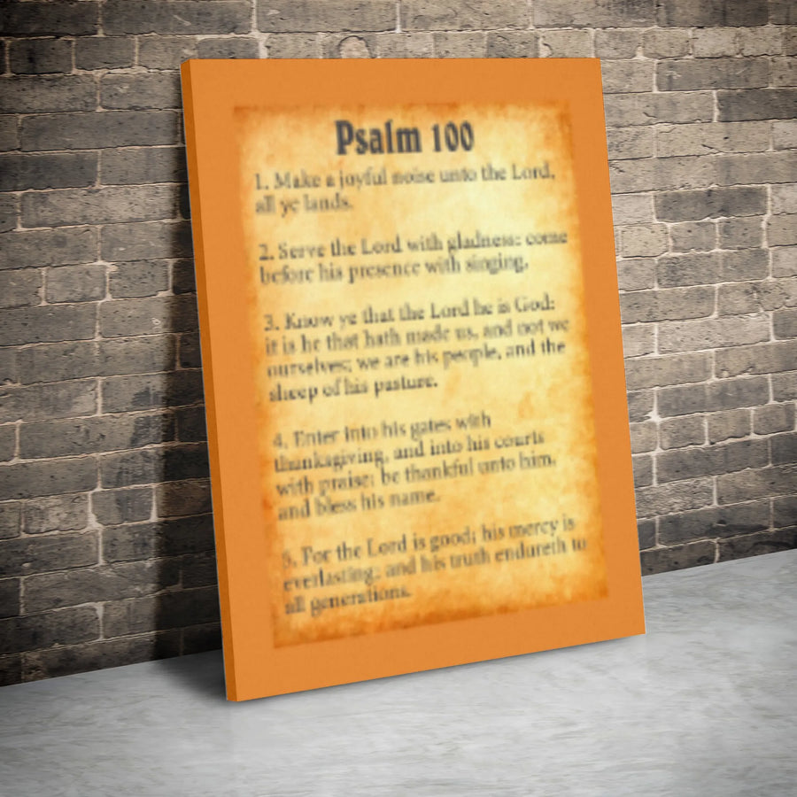 Psalm 100 Bible Verse Wall Art | Vintage Scripture Parchment Design | 1.25 Inch Gallery Wrap Canvas | Christian Home Office Gift Decor