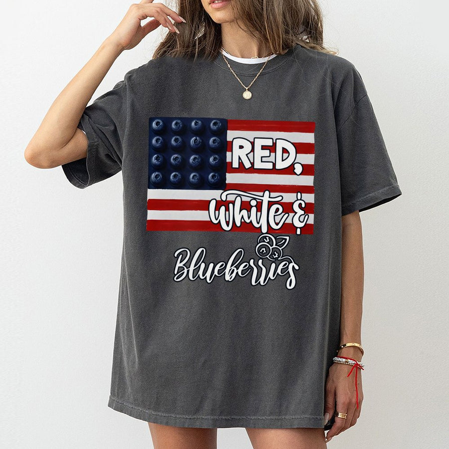 Red White and Blueberries T-Shirt | Patriotic American Flag Fruit Design | 100% Cotton Premium Comfort | Funny 4th of July Gift for Men and Women