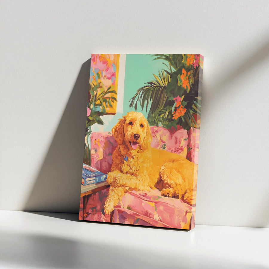 Goldendoodle Canvas Wall Art | Vibrant Painterly Style Pet Portrait | Premium Frameless Canvas Print | Gift for Dog Mom