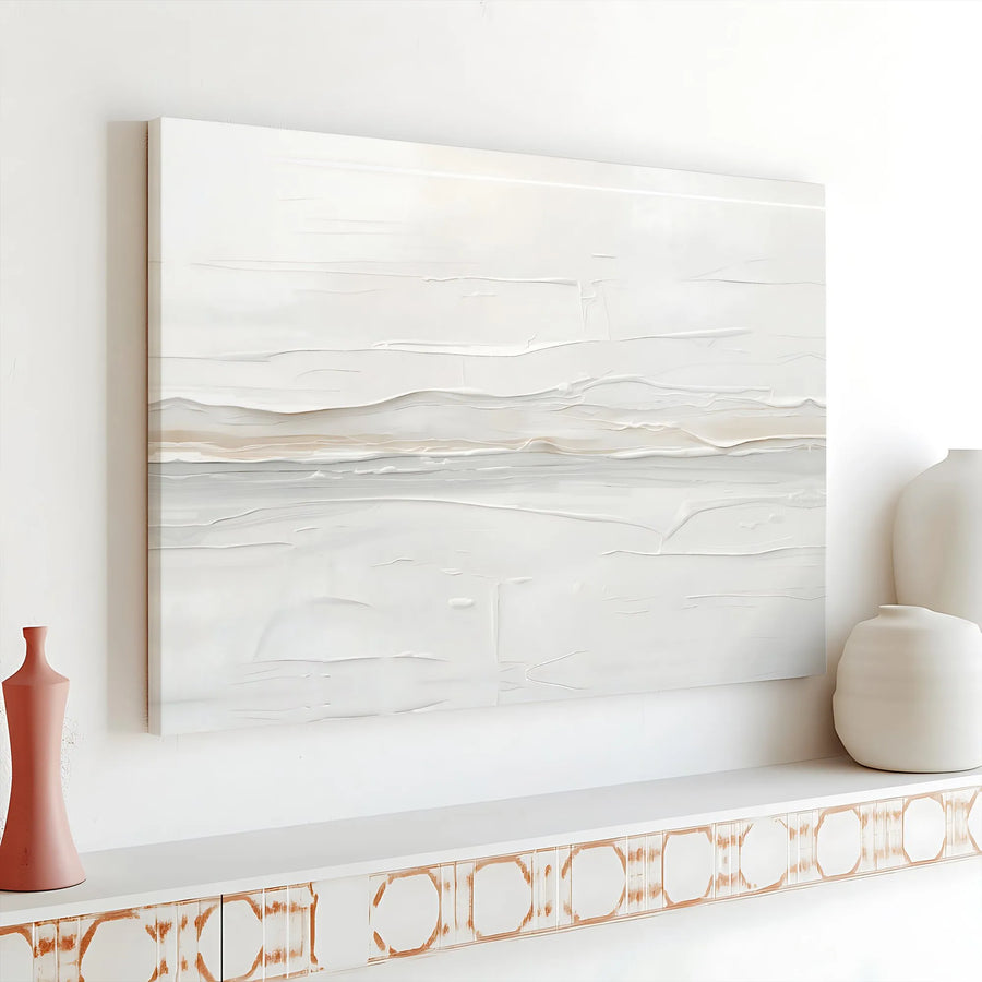 Textured Abstract Canvas Art | Modern Minimalist 3D Effect Painting Print | Premium Gallery Wrap | Japandi Style Living Room Decor