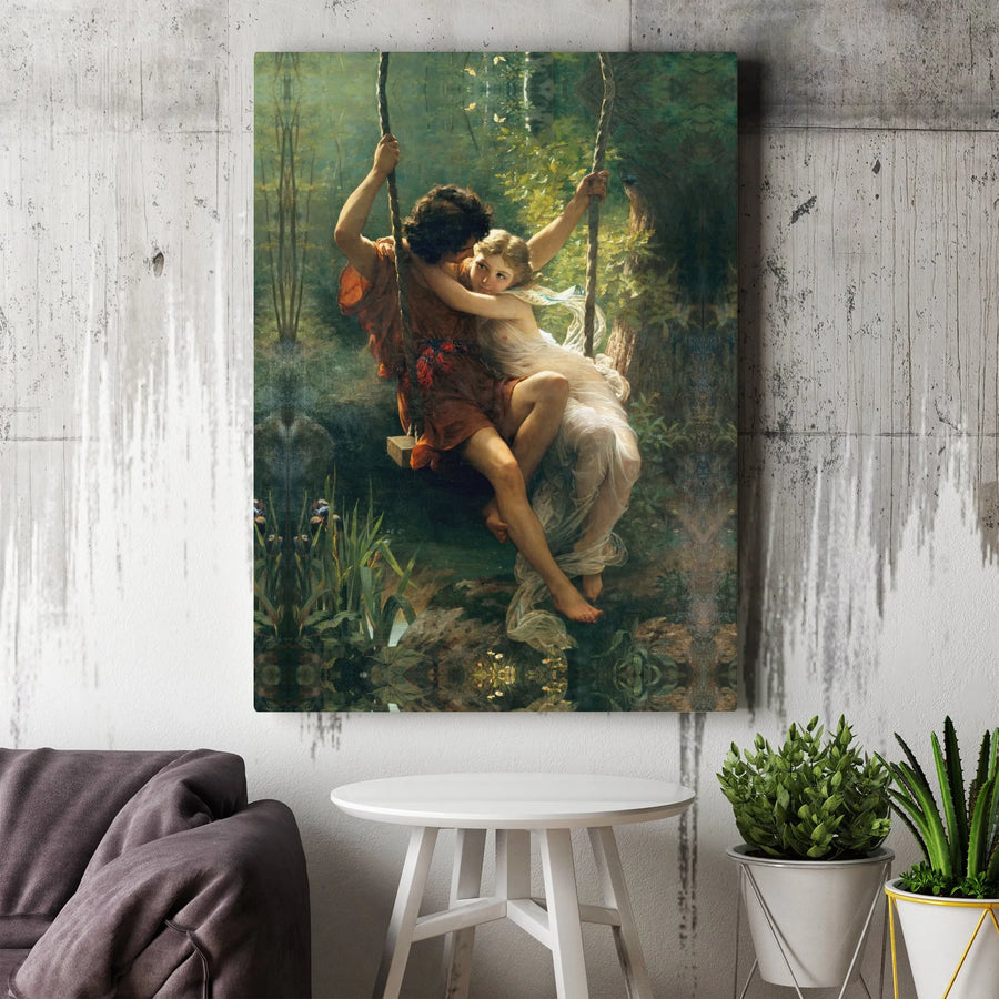 Springtime by Pierre Auguste Cot Canvas | Romantic Couple Art Print | Premium 1.25 Inch Gallery Wrap | Classic Fine Art Home Decor