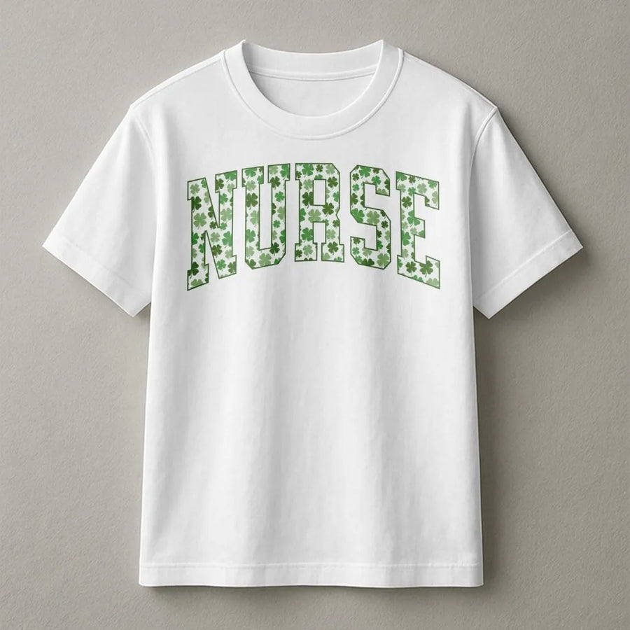 Nurse St Patricks Day T-Shirt | Shamrock Clover Graphic Print | 100% Cotton Premium Soft | Gift for RN, LPN, Nursing Students
