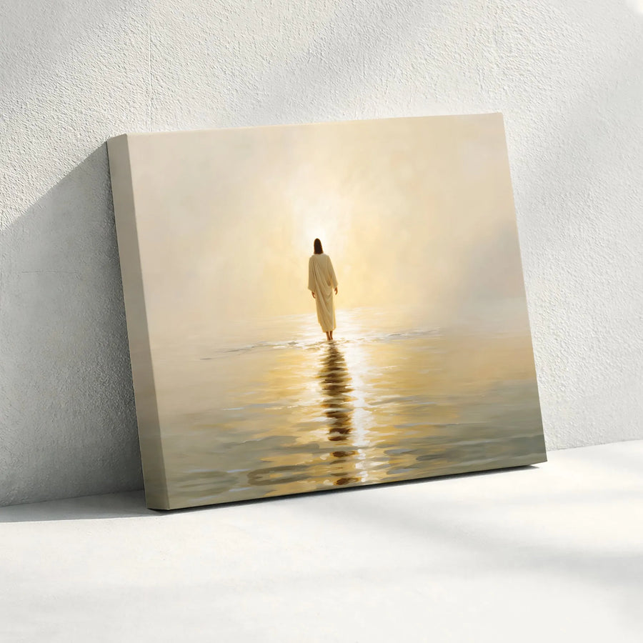 Jesus Walking on Water Canvas | Religious Christian Wall Art | Premium Gallery Wrapped Print | Inspirational Home Decor Gift