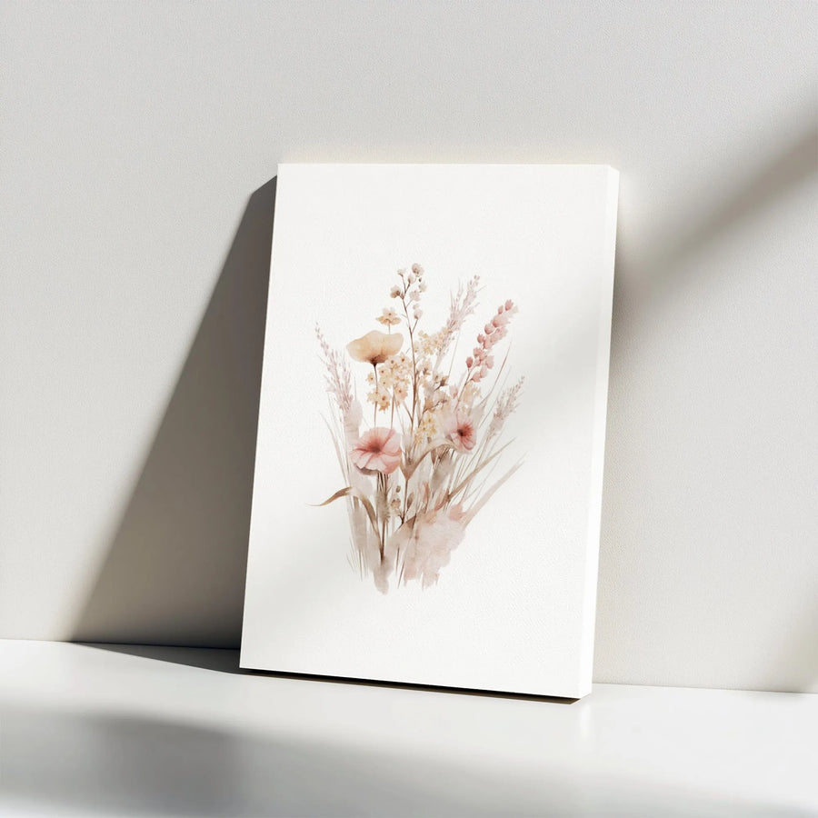 Bohemian Wildflower Canvas Wall Art | Watercolor Boho Floral Bouquet | Premium Gallery Wrapped Decor | Modern Aesthetic Gift for Her