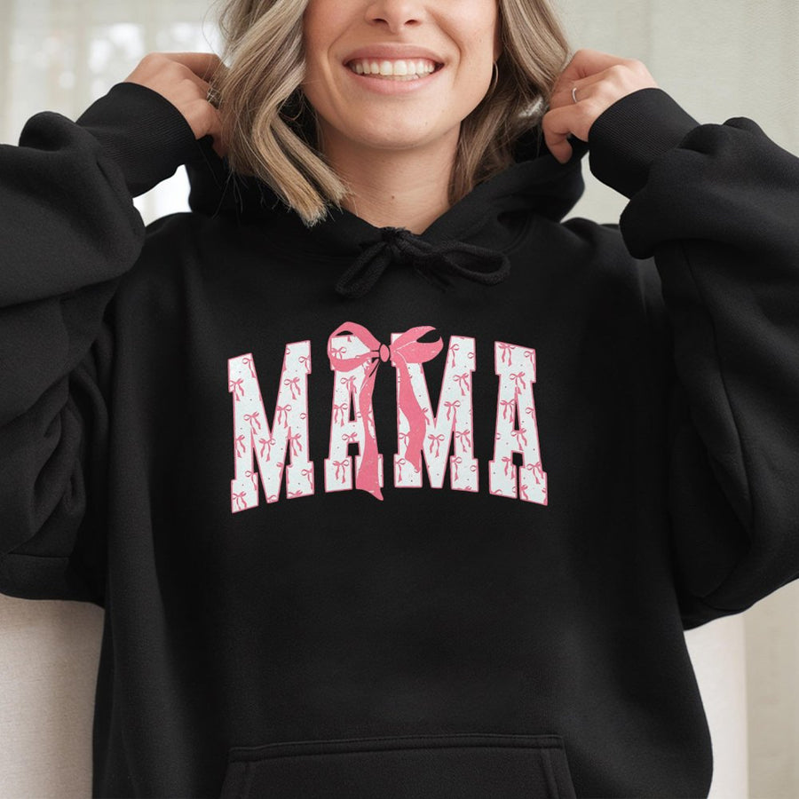 Mama Hoodie with Pink Bow Design | Aesthetic Girly Coquette Style | Premium Cotton Blend | Perfect Mother's Day 2026 Gift for Mom