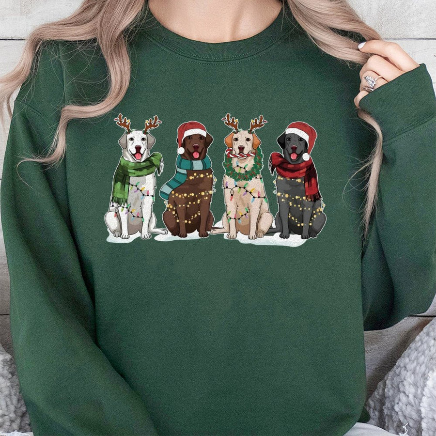Christmas Labrador Sweatshirt | Festive Dog Graphic with Reindeer Antlers | Premium Cotton Blend | Holiday Gift for Dog Lovers