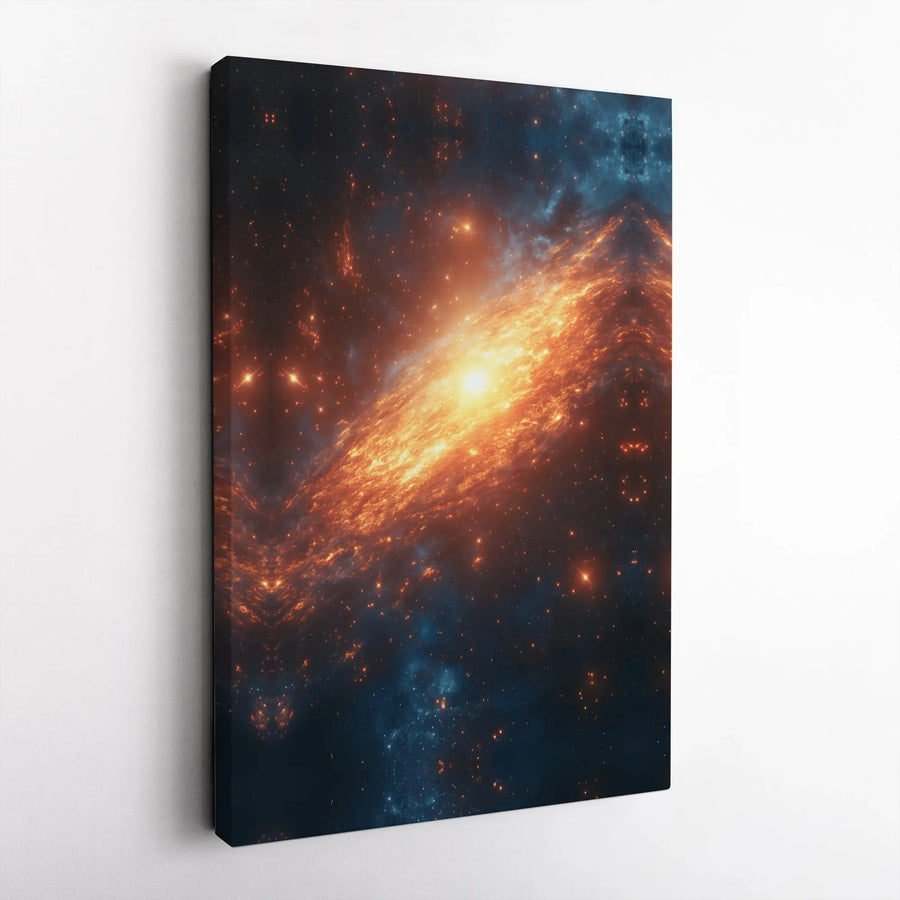 Galaxy Canvas Wall Art | Vibrant Orange And Blue Nebula Print | 1.25 Inch Gallery Wrap | Celestial Space Decor for Home or Office
