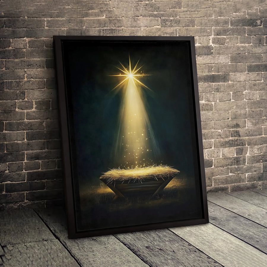 Nativity Scene Canvas Print | Star of Bethlehem Manger Wall Art | Gallery Quality Fade-Resistant | Christmas Religious Gift Decor