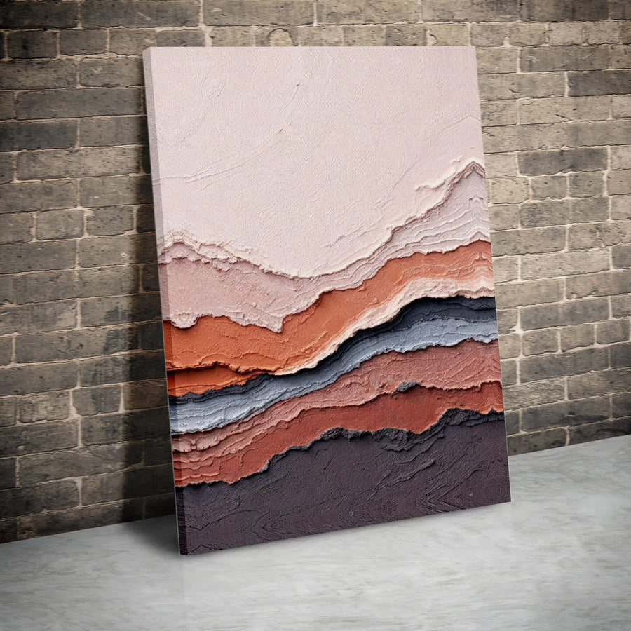Abstract Textured Landscape Canvas Art | Earth Tone Layered Wall Decor | Premium Fade-Resistant Gallery Print | Modern Minimalist Home Office Decor
