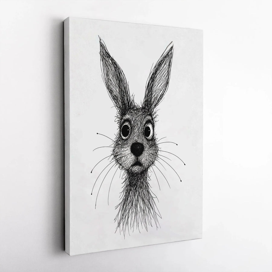 Sketch Rabbit Canvas Wall Art | Minimalist Bunny Line Drawing | Premium Gallery Wrap Canvas | Modern Nursery & Kids Room Decor Gift