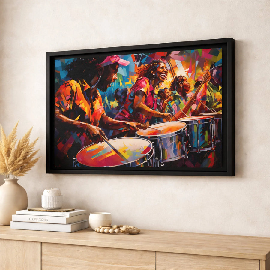 African American Musicians Canvas Print | Colorful Abstract Jazz Drummer Wall Art | 1.25-Inch Gallery Wrap | Premium Musical Gift for Music Lovers