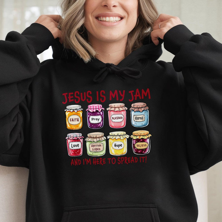Jesus Is My Jam Hoodie | Religious Graphic Sweatshirt | Premium Cotton Blend | Faith-Based Christian Gift for Women and Men