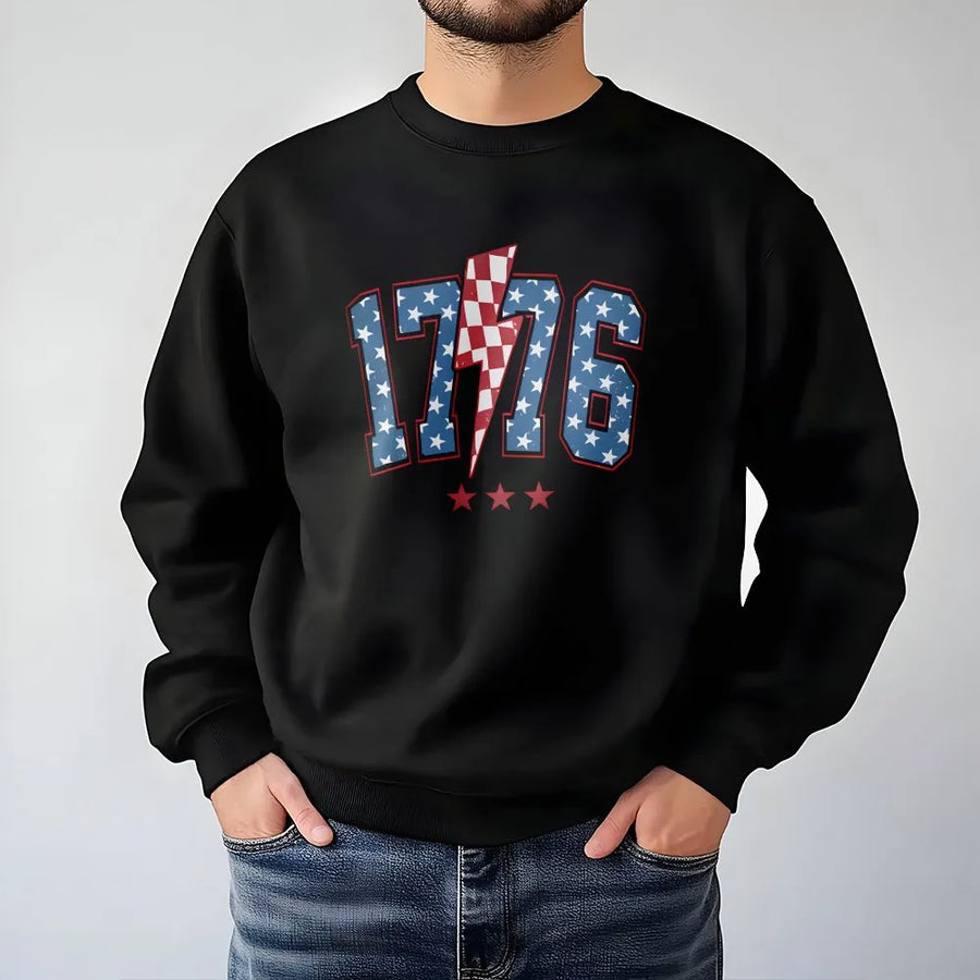 1776 Patriotic Sweatshirt | Vintage American Flag Design | Premium Cotton Poly Blend | Unisex Fourth of July Apparel Gift