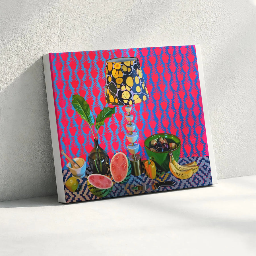 Vibrant Fruit Still Life Canvas | Pop Art Kitchen Scene with Bold Colors | Premium Thick Gallery Wrap Canvas | Eclectic Kitchen & Dining Room Decor