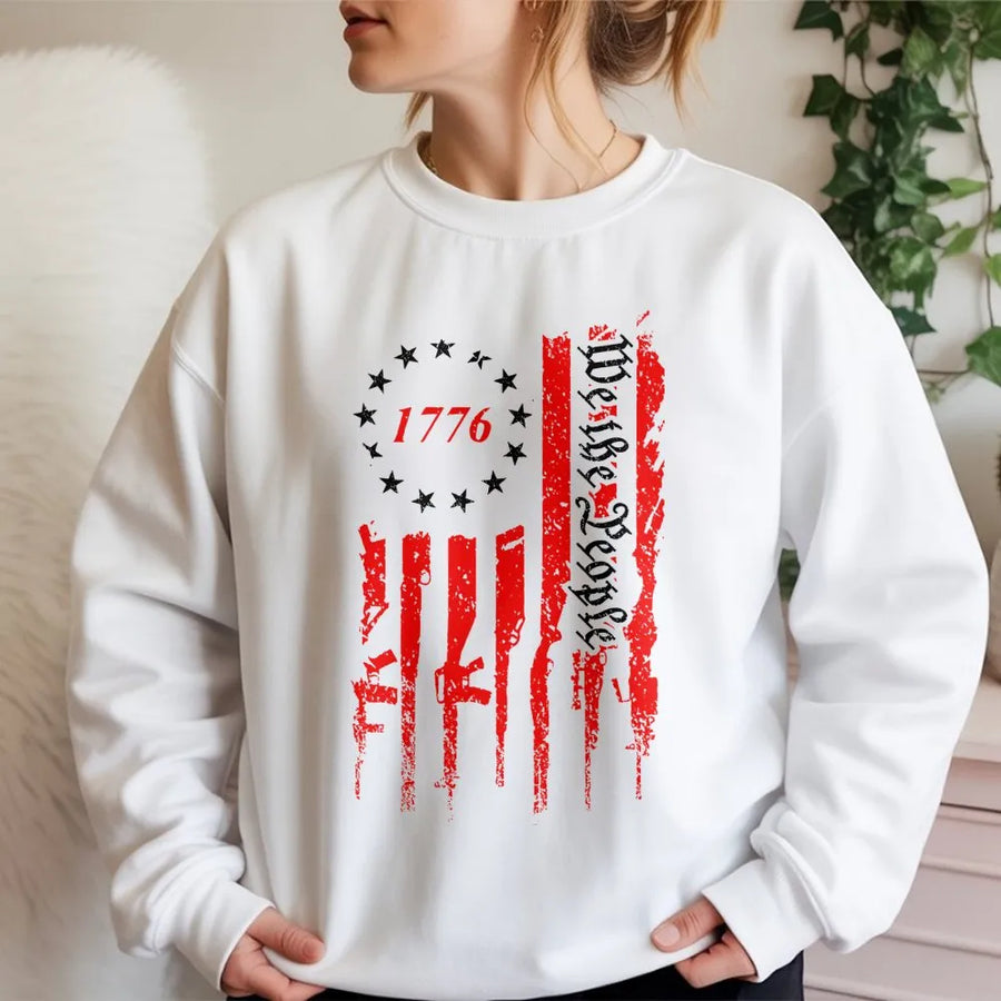We The People 1776 Sweatshirt | Patriotic American Flag Gun Rights Graphic | Premium Cotton Blend | Gift For Second Amendment Supporters