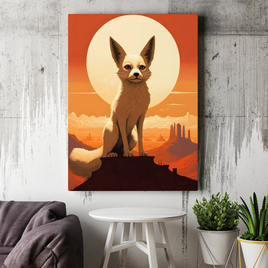 Fennec Fox Wall Art | Desert Sunset Wildlife Canvas Print | 1.25 Inch Gallery Wrap | Animal Lover Home Decor Gift