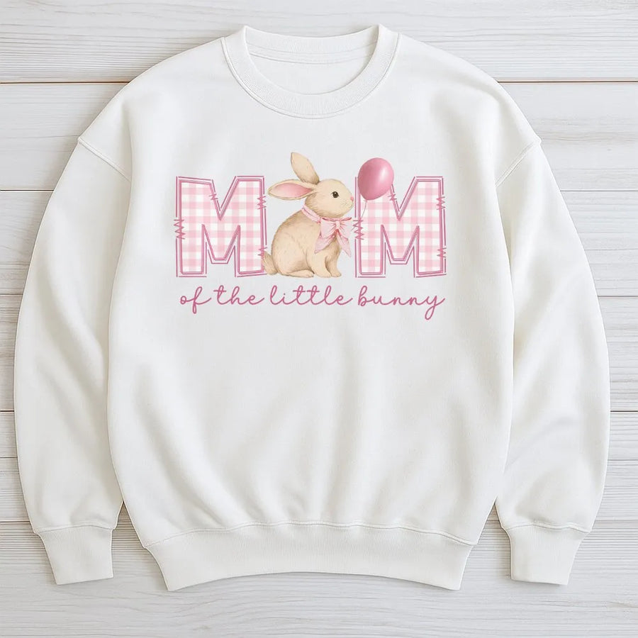 Mom of The Little Bunny Sweatshirt | Cute Gingham Rabbit Graphic | Premium Soft Sweatshirt | Easter Pregnancy Announcement Gift for Her