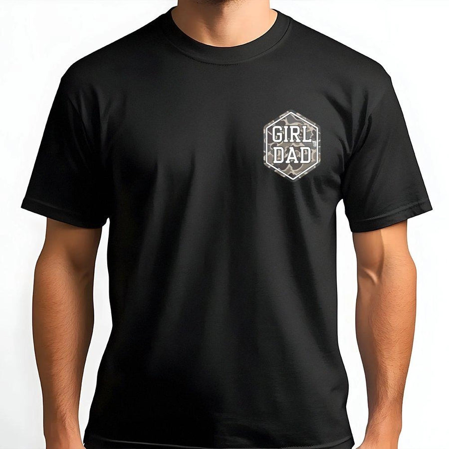 Girl Dad T-Shirt | Camo Hexagon Logo Graphic Tee | 100% Cotton Premium Quality | Best Gift for Proud Fathers, New Dads & Grandpa