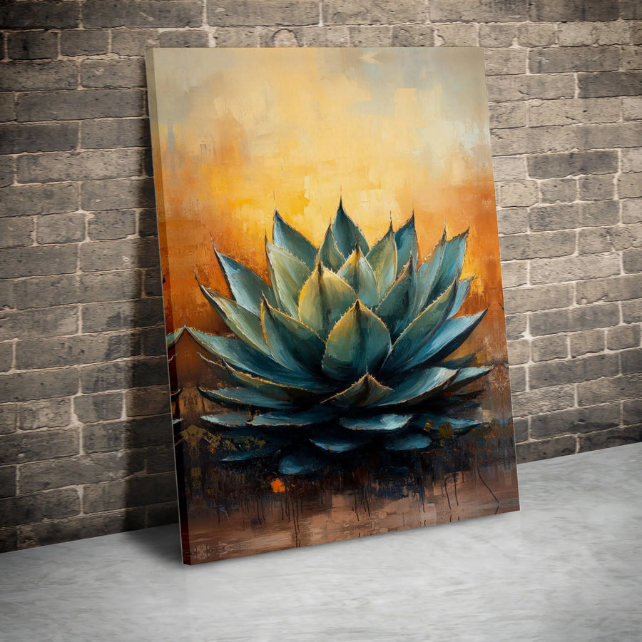 Blue Agave Canvas Print | Abstract Desert Succulent Wall Art | Premium Textured Gallery Wrap | Southwestern Home Decor Gift