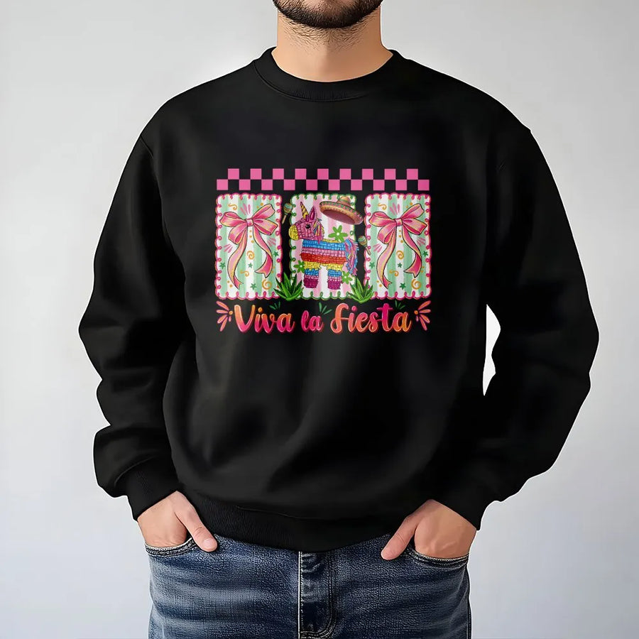 Viva La Fiesta Sweatshirt | Cute Piñata Graphic Sweatshirt | Soft Cotton Blend | Unisex Cinco De Mayo Mexican Party Gift