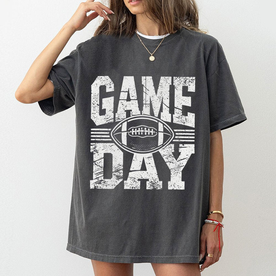 Game Day Football T-Shirt | Distressed Graphic Sport Tee | 100% Soft Cotton Premium Quality | Fan Apparel For Men Women Fall Season