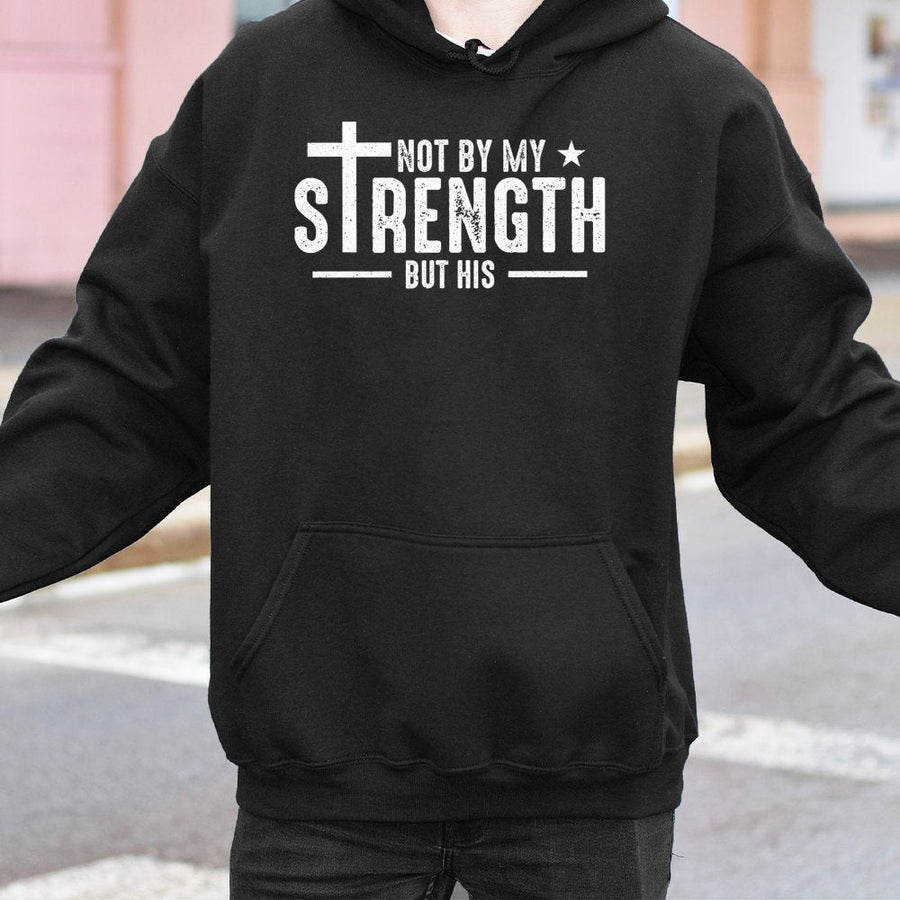Not By My Strength Hoodie | Bible Verse Christian Apparel | Soft Cotton-Blend Pullover | Faith-Based Religious Gift For Him And Her