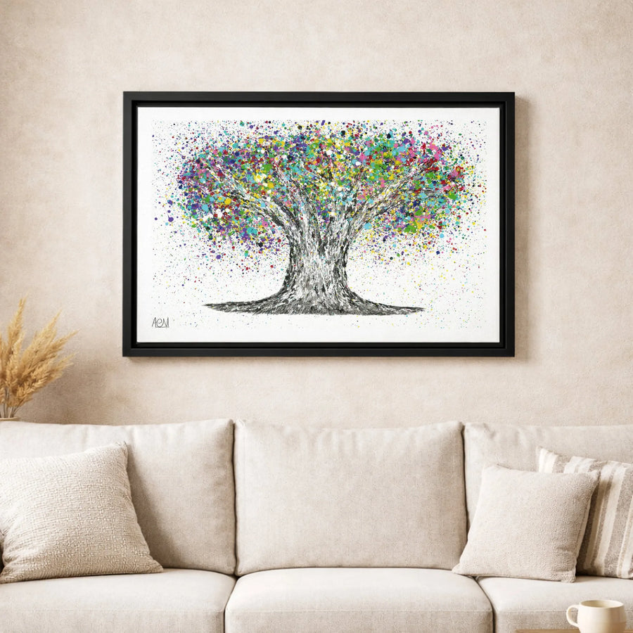 Tree Of Life Canvas Wall Art | Colorful Abstract Paint Splatter Design | Premium Gallery-Wrapped Print | Modern Home Decor Gift