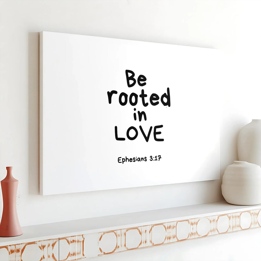 Be Rooted In Love Canvas Wall Art | Ephesians 3:17 Bible Verse Print | Premium Gallery Wrap Decor | Christian Home Gift for Couples