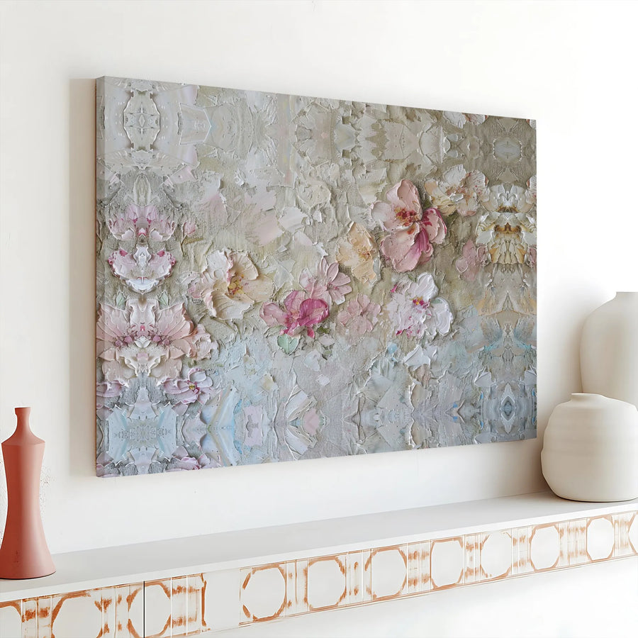 Textured Floral Canvas Wall Art | 3D Botanical Painting Print | Premium Gallery Wrapped Canvas | Modern Farmhouse Living Room Decor Gift