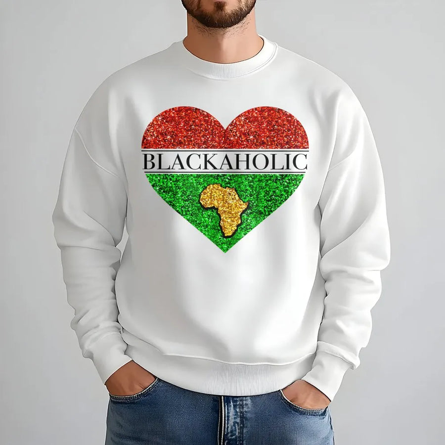Blackaholic Sweatshirt | Pan-African Flag Heart Design | Premium Cotton Blend | Gift for Black History Month and Afrocentric Pride