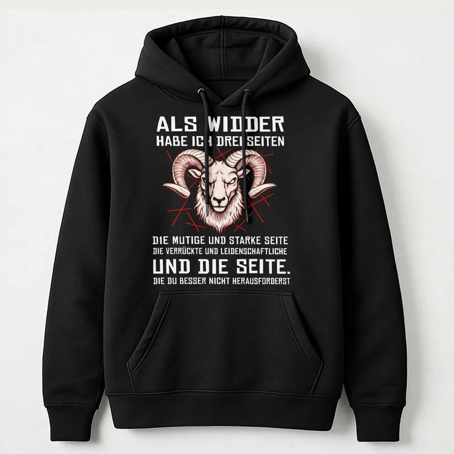 Aries Hoodie with German Quote | Widder Sternzeichen Sweatshirt | Premium Cotton-Blend Pullover | Astrology Birthday Gift for Men & Women