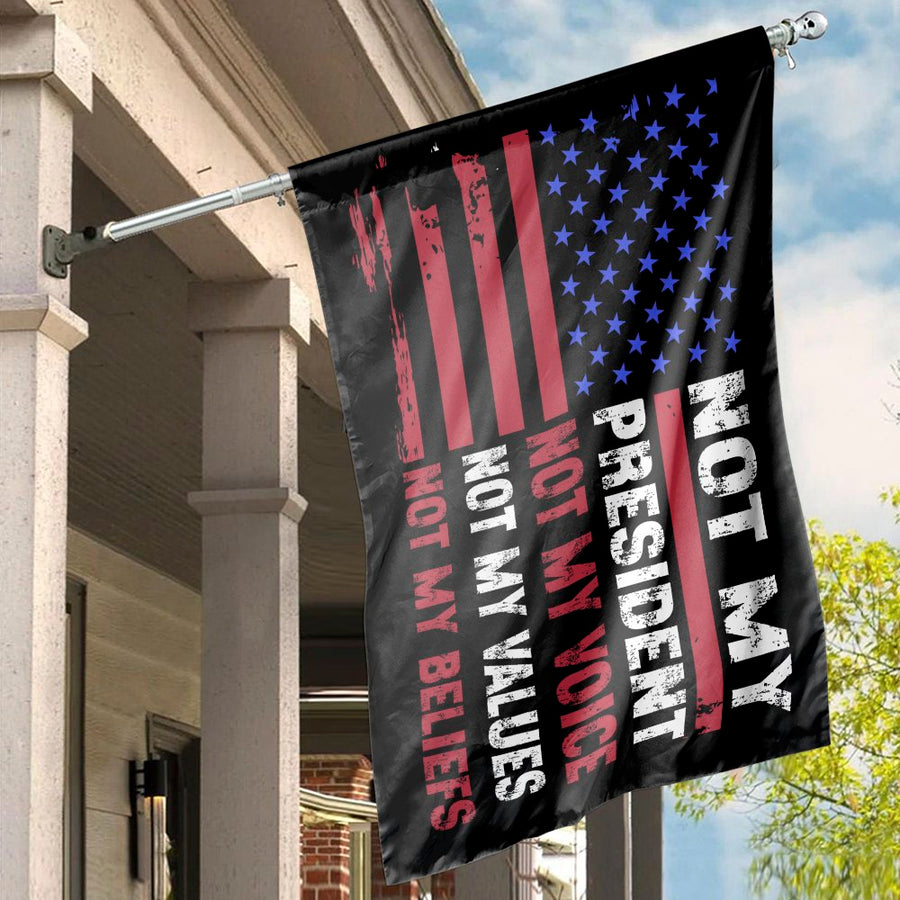 Not My President House Flag | Dissent Patriotic Garden Decor | Premium UV-Resistant Polyester | Protest Statement Gift for Home