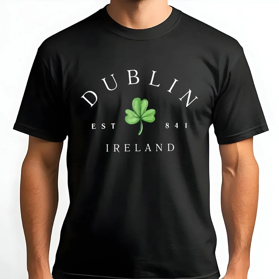 Dublin Ireland T-Shirt | Shamrock Graphic Vintage Design | Premium Soft Cotton | Saint Patricks Day Gift for Men and Women