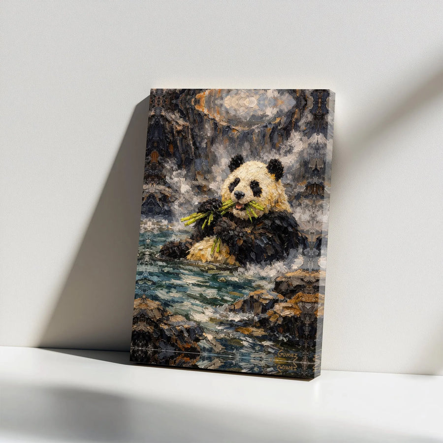 Panda Bear Canvas Wall Art | Textured Impressionist Painting Print | Premium Wildlife Artwork | Collector's Gift for Animal Lover