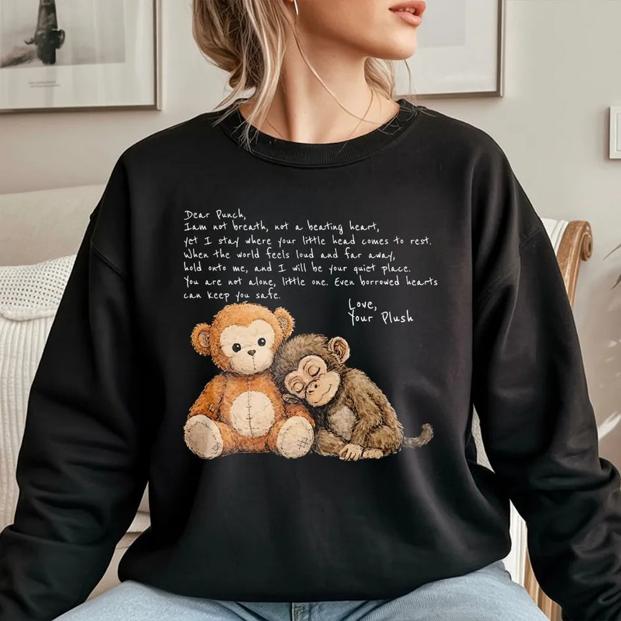 Emotional Support Monkey Sweatshirt | Borrowed Hearts Poem Aesthetic | Premium Cotton Blend Crewneck | Mental Health Awareness Gift for Her