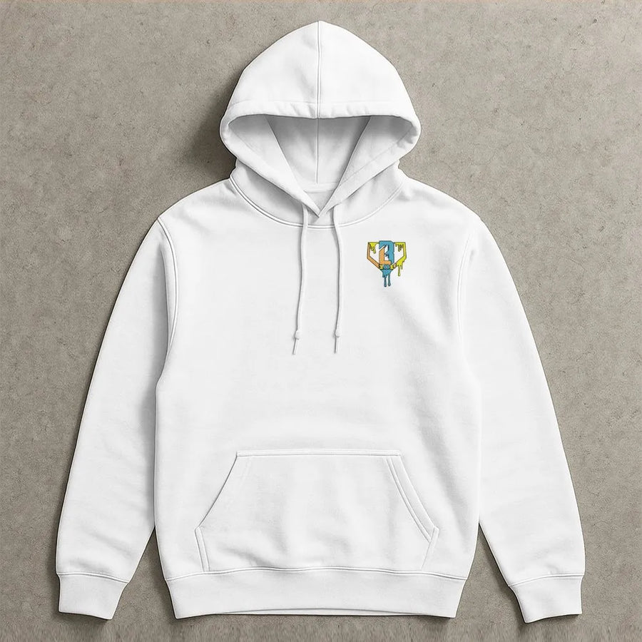 Abstract Paint Drip Hoodie | Minimalist Geometric Chest Logo Pullover | Premium Soft Cotton Blend | Unisex Modern Streetwear Gift