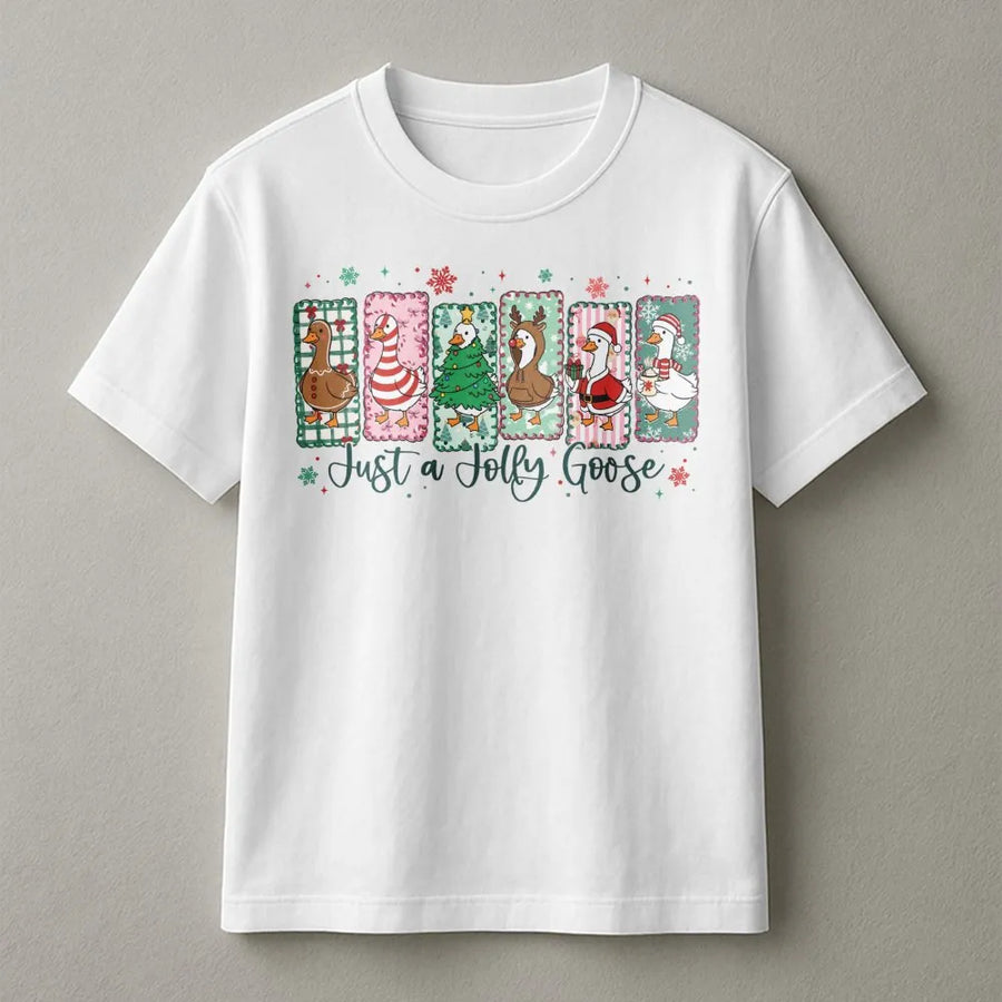 Jolly Goose Christmas T-Shirt | Funny Holiday Bird Graphic | Premium Soft Cotton Tee | Cute Festive Gift for Animal Lovers