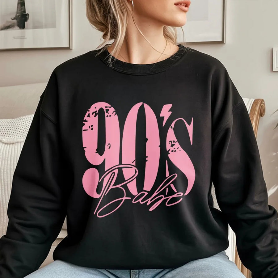 90s Babe Sweatshirt | Retro Graphic Print Sweatshirt | Soft Cotton Blend Pullover | Nostalgic 90s Outfit Gift for Her