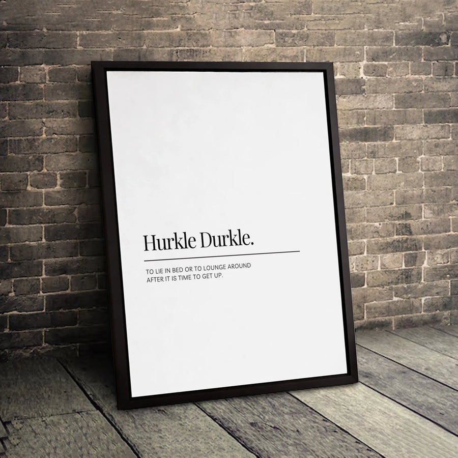 Hurkle Durkle Definition Canvas Art | Minimalist Typography Wall Decor | Premium 1.25-Inch Thick Gallery Wrap | Unique Bedroom Gift For Lazy Sundays