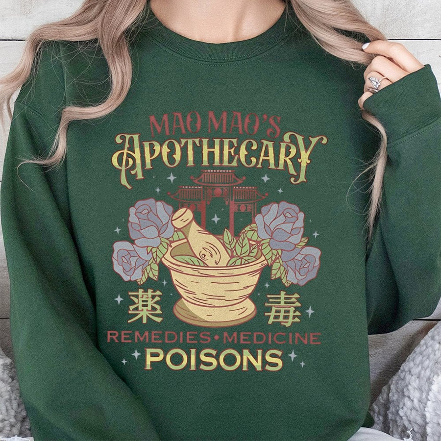 Apothecary Sweatshirt | Witchy Mortar and Pestle Botanical Graphic | Premium Cotton Blend | Gift for Herbalist and Magic Lover