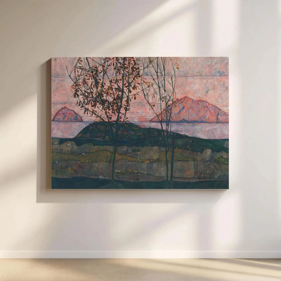 Egon Schiele Setting Sun Canvas Print | Expressionist Landscape Wall Art | Gallery Wrapped Premium Quality | Fine Art Home Office Decor Gift