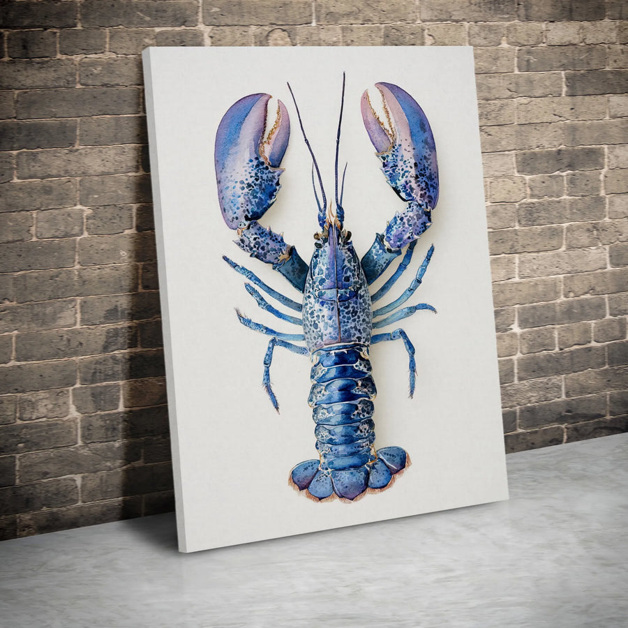 Blue Lobster Canvas Print | Vibrant Watercolor Marine Life Art | Premium Gallery Wrapped Canvas | Coastal Kitchen & Beach House Decor Gift