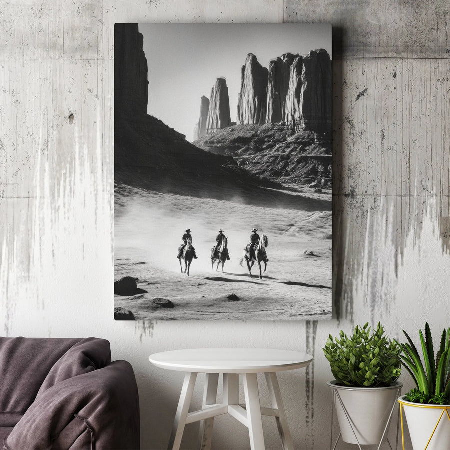 Western Wall Art | Monument Valley Cowboy Landscape Print | Premium 1.25" Gallery Wrapped Canvas | Rustic Home Office Decor Gift