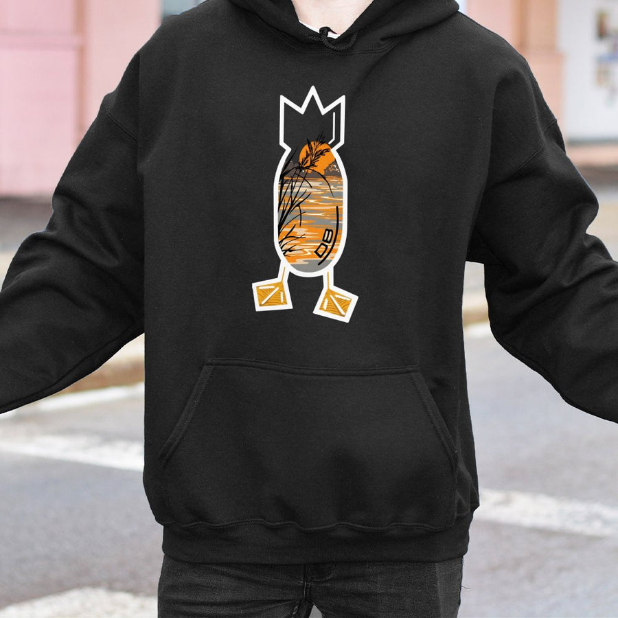 Duck Hunting Hoodie | Sunset Marsh Silhouette Graphic | Premium Cotton Blend | Waterfowl Outdoor Gift for Hunters