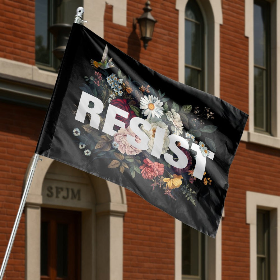 Resist Flag | Floral Protest Art Banner | UV-Resistant Premium Polyester | Empowerment Gift for Activists