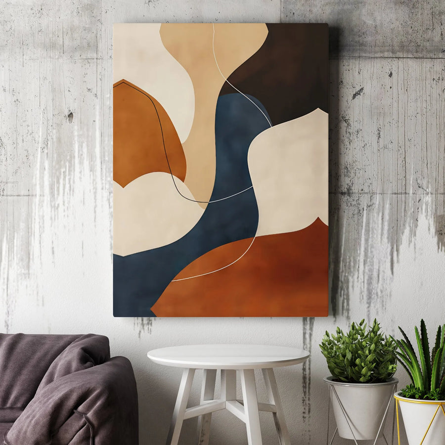 Abstract Canvas Wall Art | Mid Century Modern Organic Shapes | Premium Gallery Wrap Print | Earth Tones Decor for Living Room or Home Office